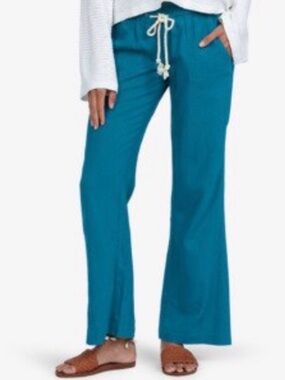 ROXY Oceanside Linen Low-rise Flare Pull-on Beach Pants
